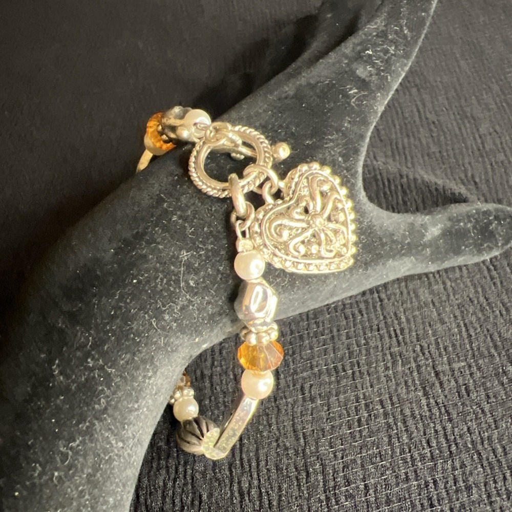 Inspirational Dream Believe Achieve Bracelet Silver Tone Faux Pearl Crystal Bead